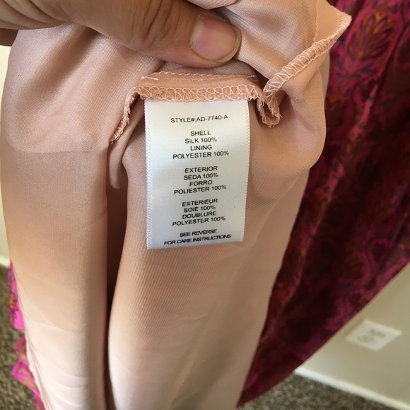 Anthropologie Aryn K Ruffle Silk Vintage Lotus S - Picture 8 of 8